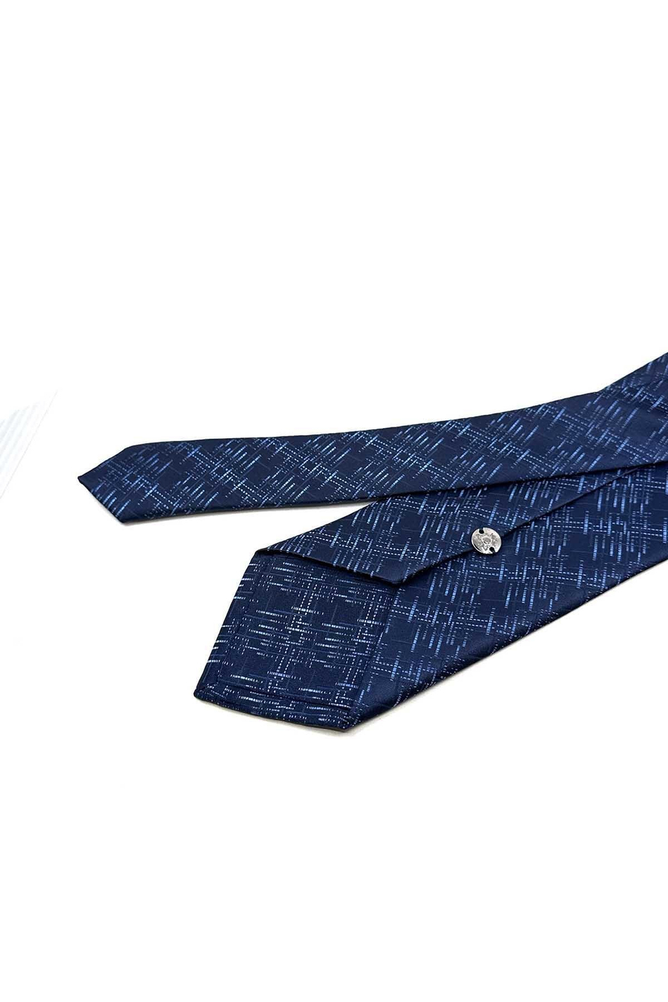 Lacivert Motif Desen Mendilli Klasik Kravat KK12440