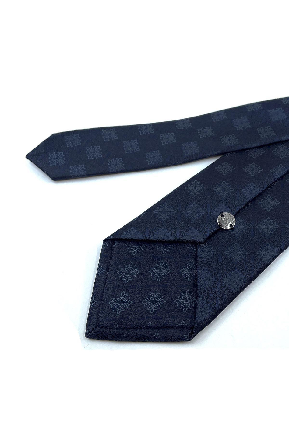 Lacivert Motif Desen Mendilli Klasik Kravat KK10950