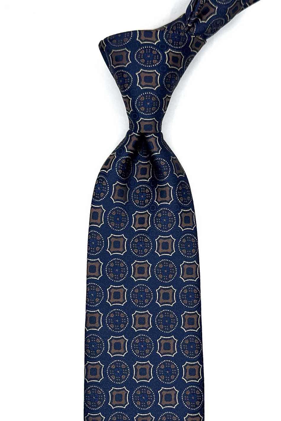 Lacivert Motif Desen Mendilli Klasik Kravat KK12958