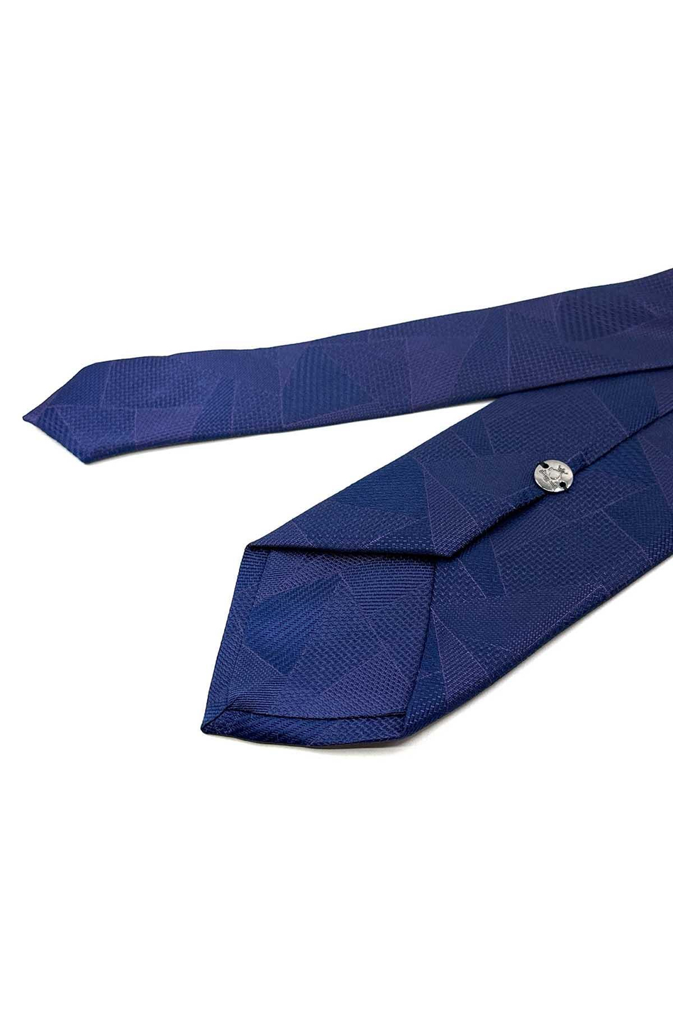 Lacivert - Mürdüm Motif Desen Mendilli Klasik Kravat KK12297