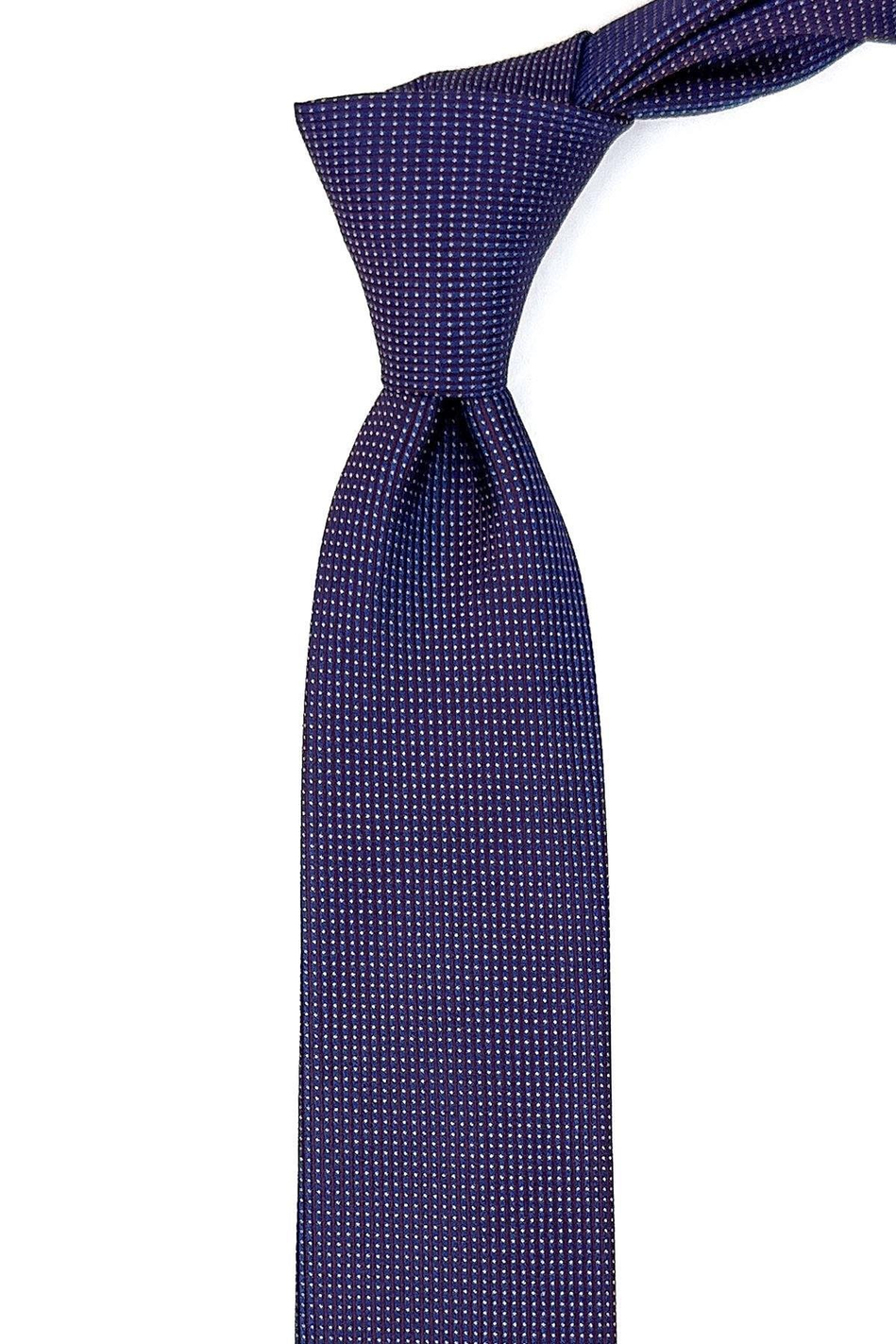 Lacivert - Mürdüm Nokta Desen Slim Kravat SK7672
