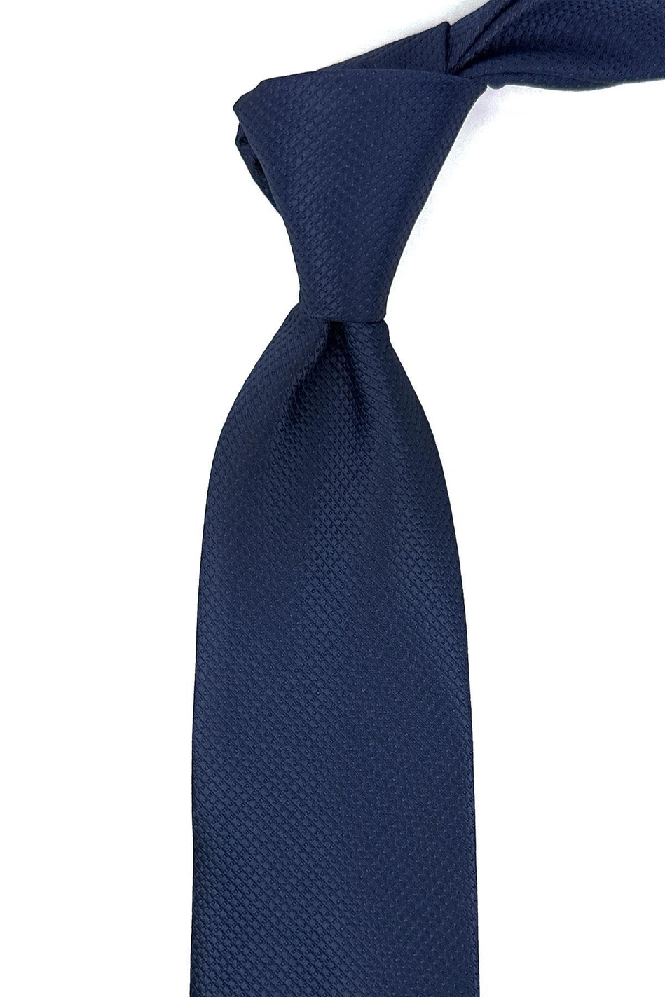 Lacivert Nokta Desen Mendilli Klasik Kravat KK11959