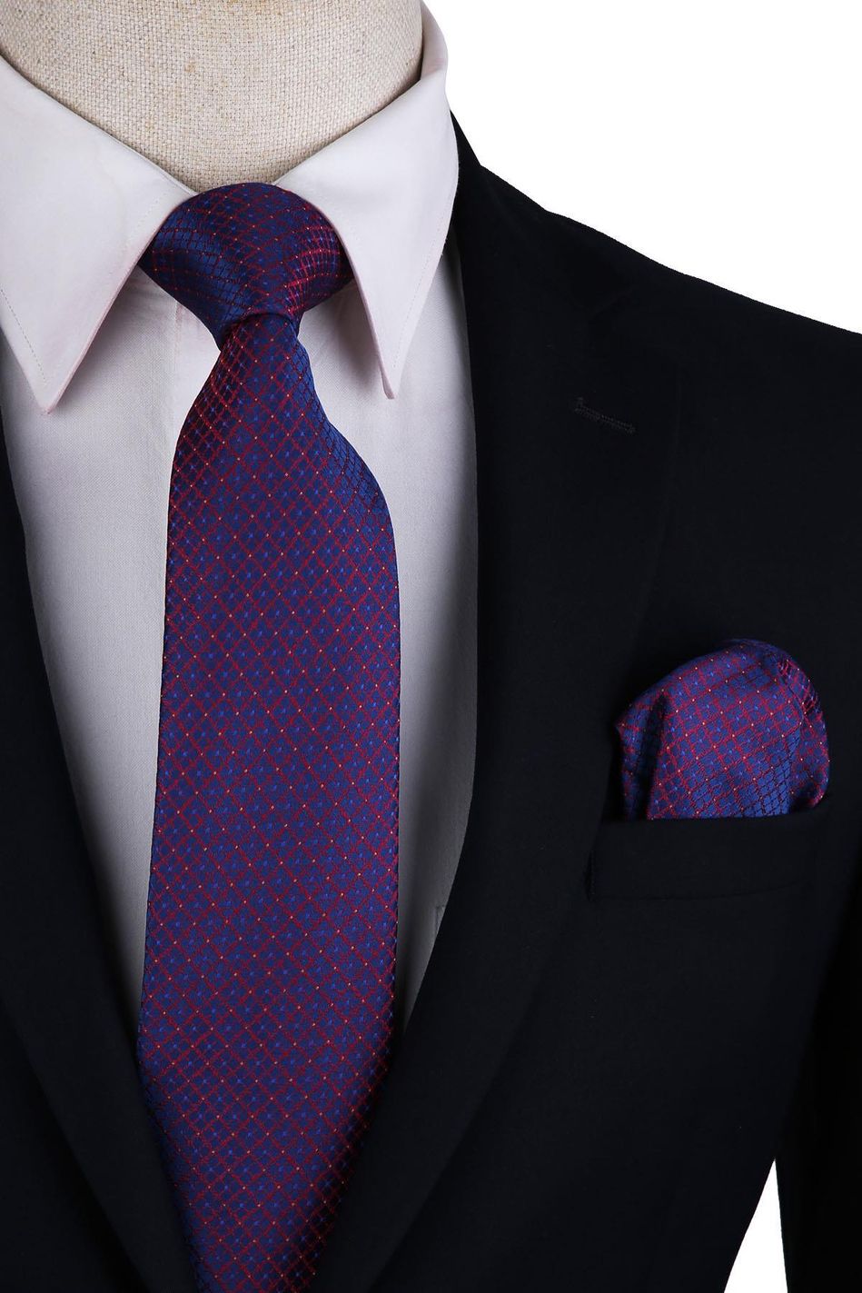 Lacivert Nokta Desen Mendilli Klasik Kravat KK10415