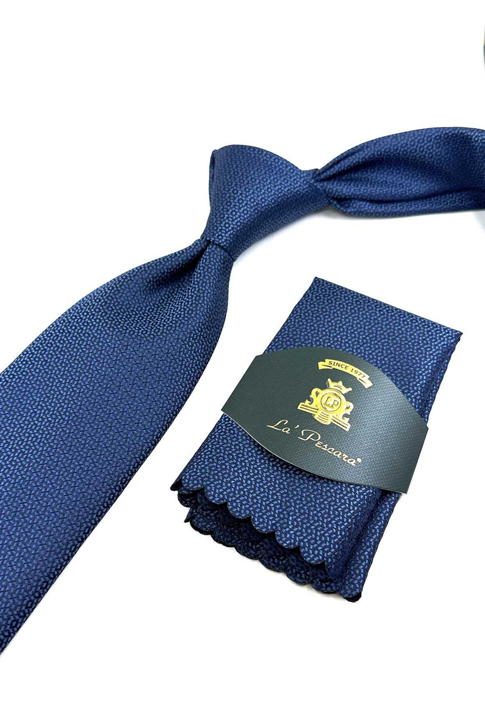Lacivert Nokta Desen Mendilli Klasik Kravat KK12708