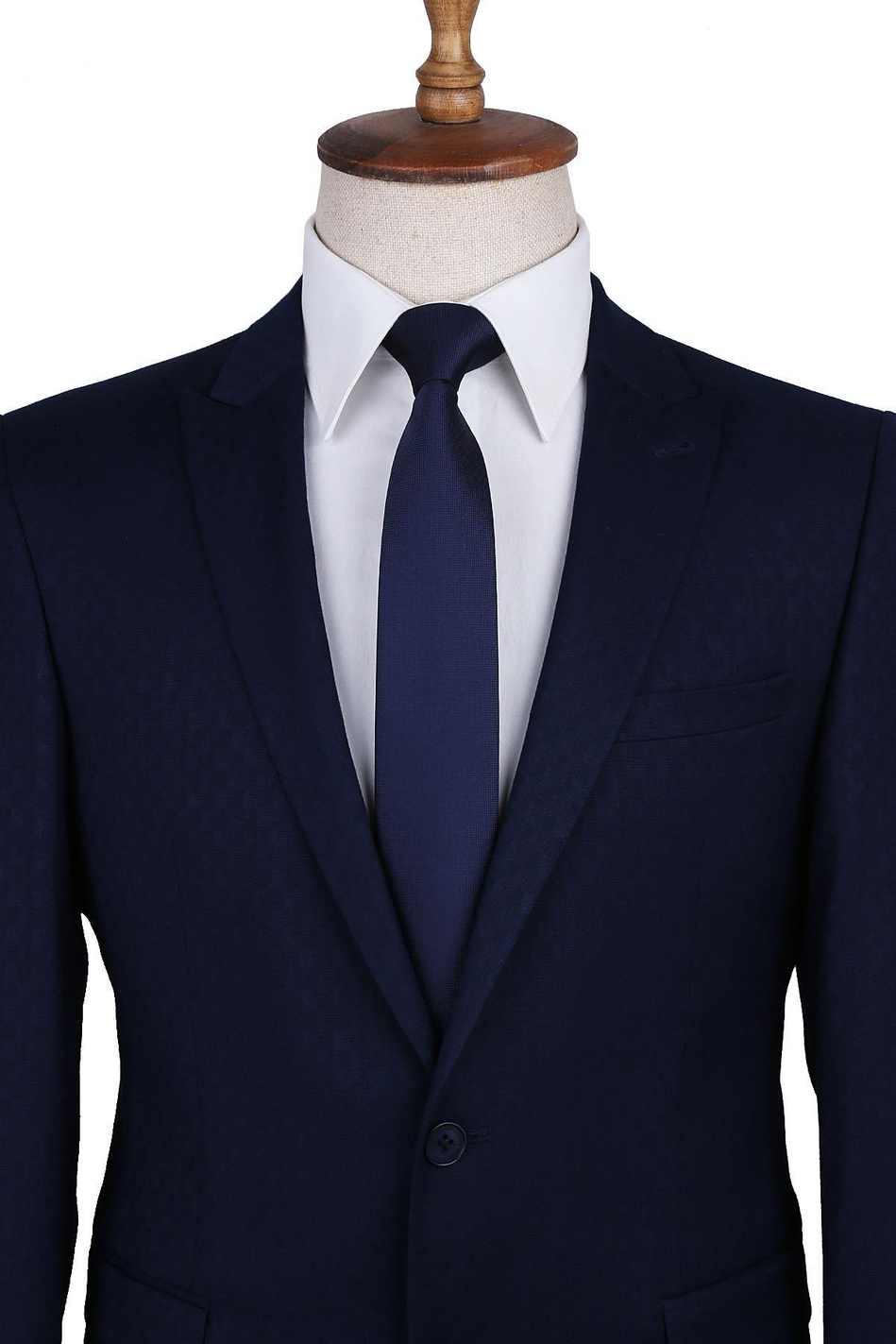 Lacivert Nokta Desen Slim Kravat SK7591