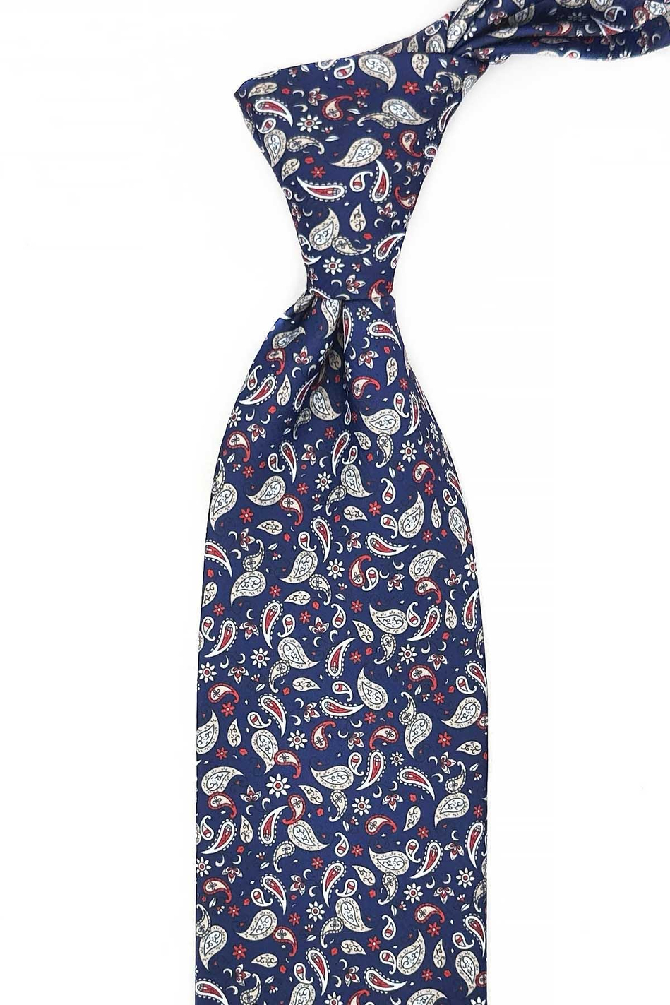 Lacivert Şal Desen Baskılı Mendilli Klasik Kravat KK13343