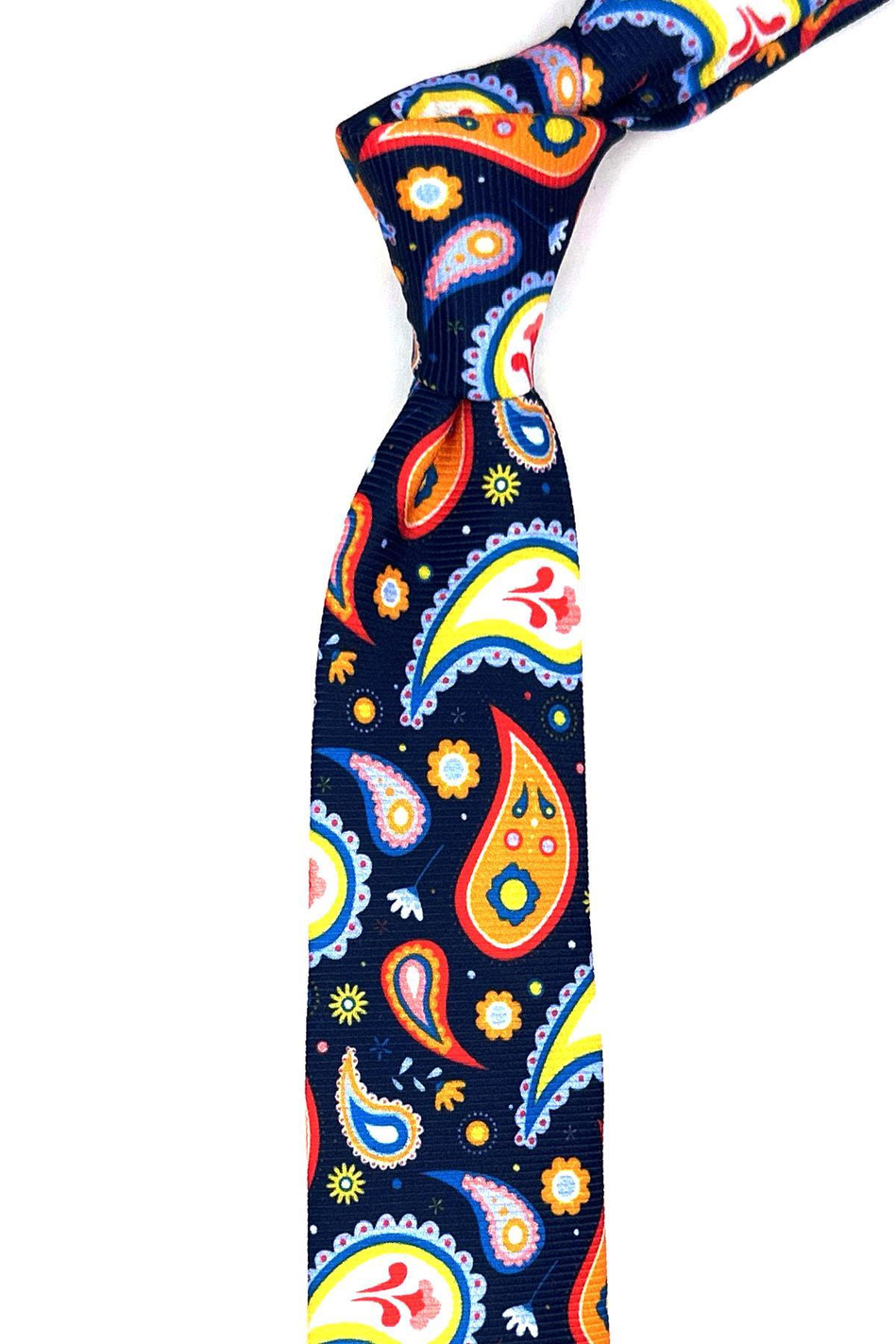 Lacivert Şal Desen İnce Kravat SK7880