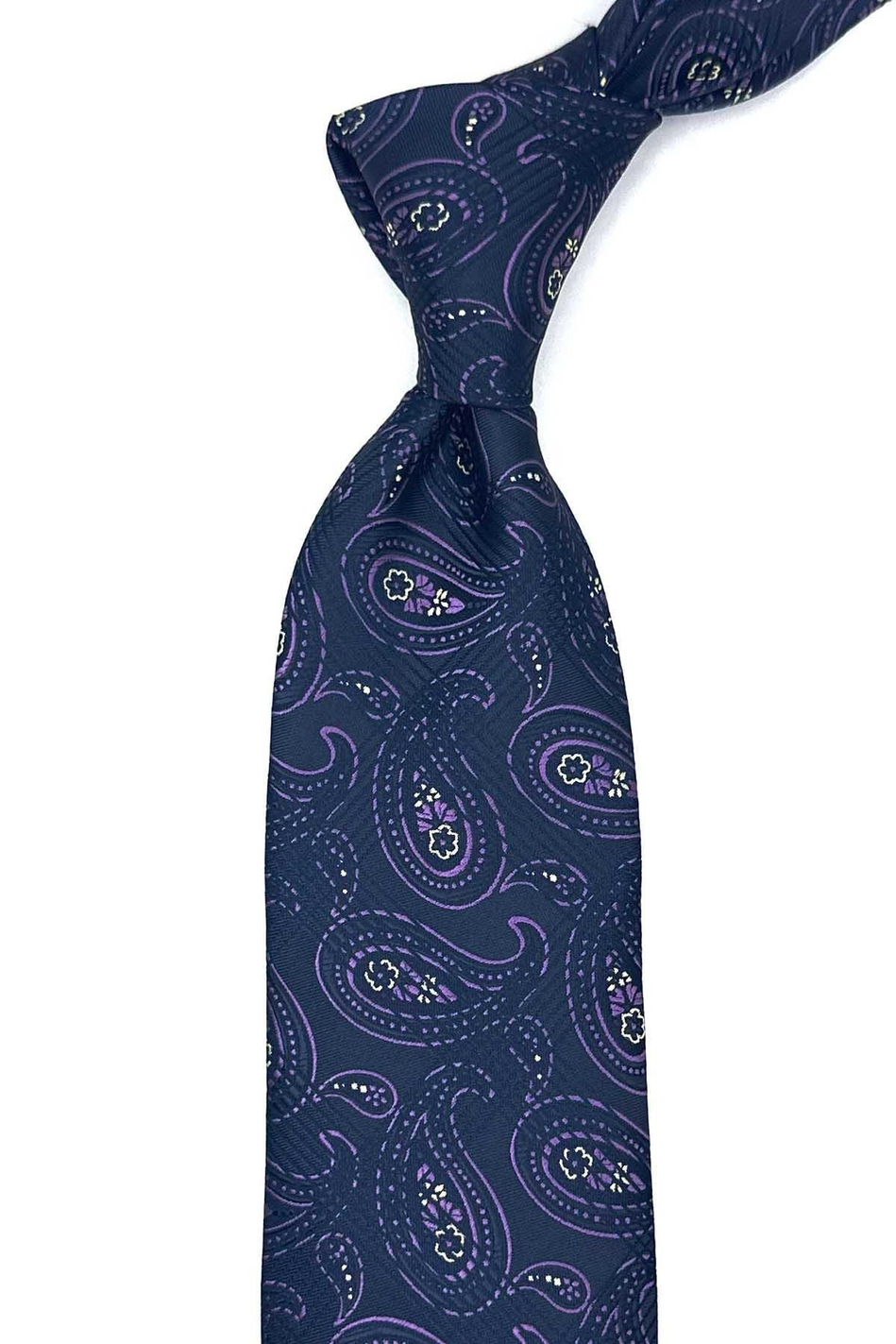 Lacivert Şal Desen Mendilli Klasik Kravat KK13006