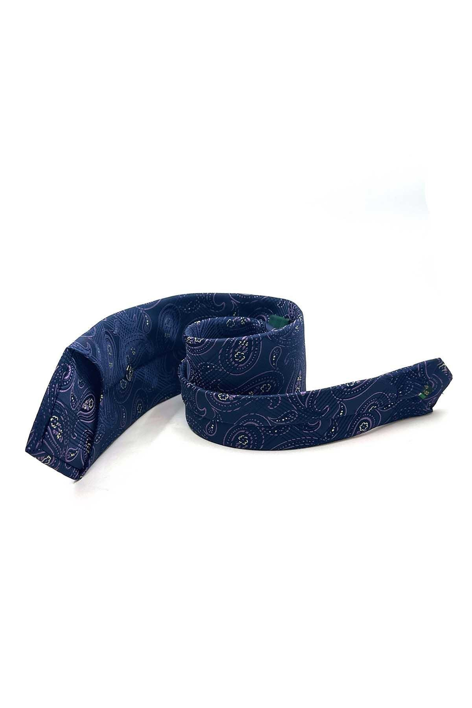 Lacivert Şal Desen Mendilli Klasik Kravat KK13006
