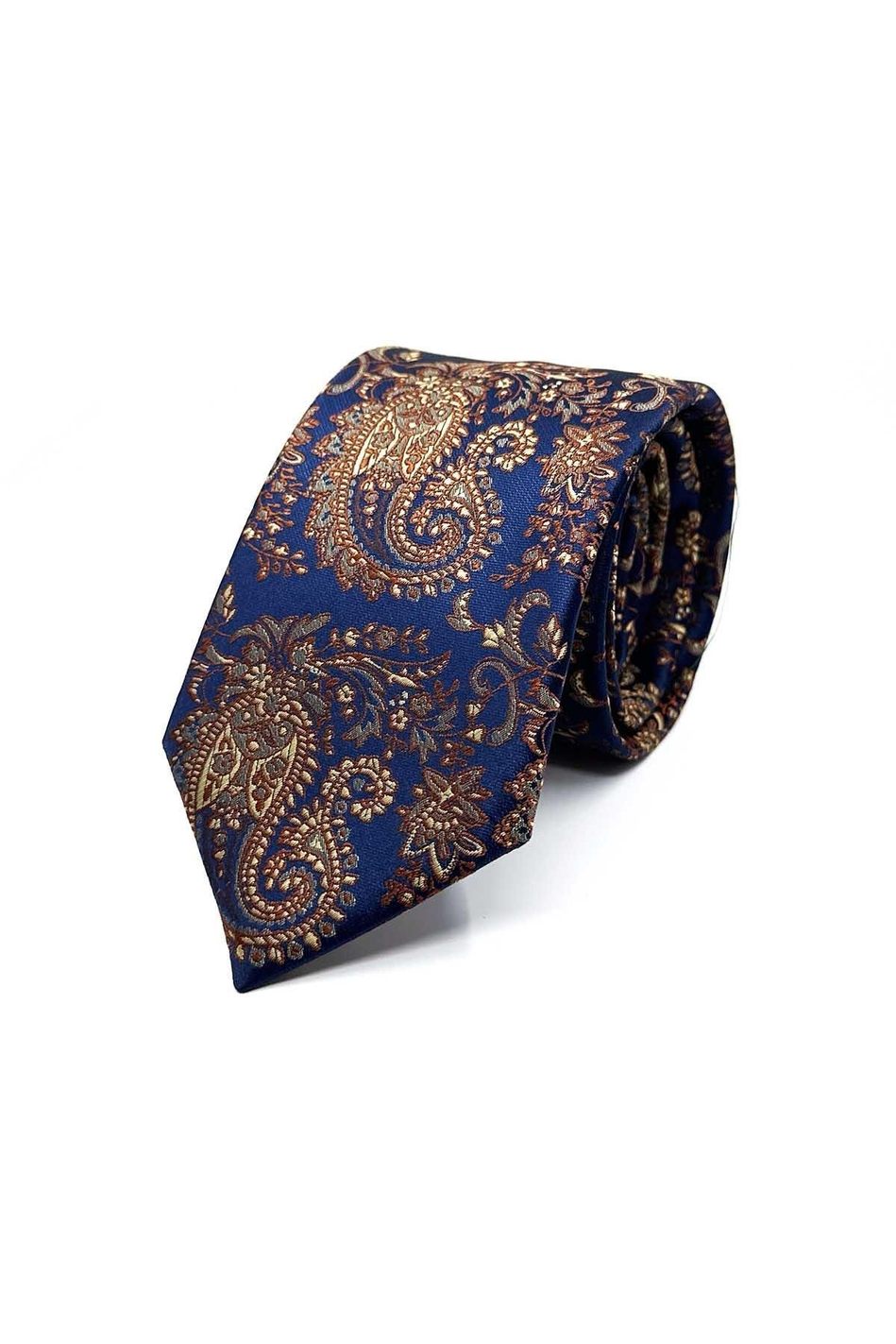 Lacivert Şal Desen Mendilli Klasik Kravat KK13122