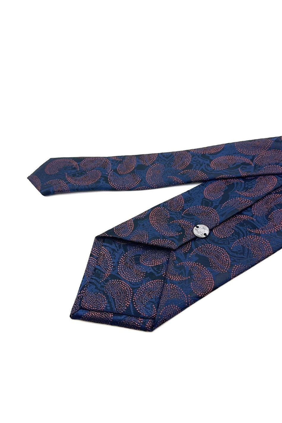 Lacivert Şal Desen Mendilli Klasik Kravat KK11855