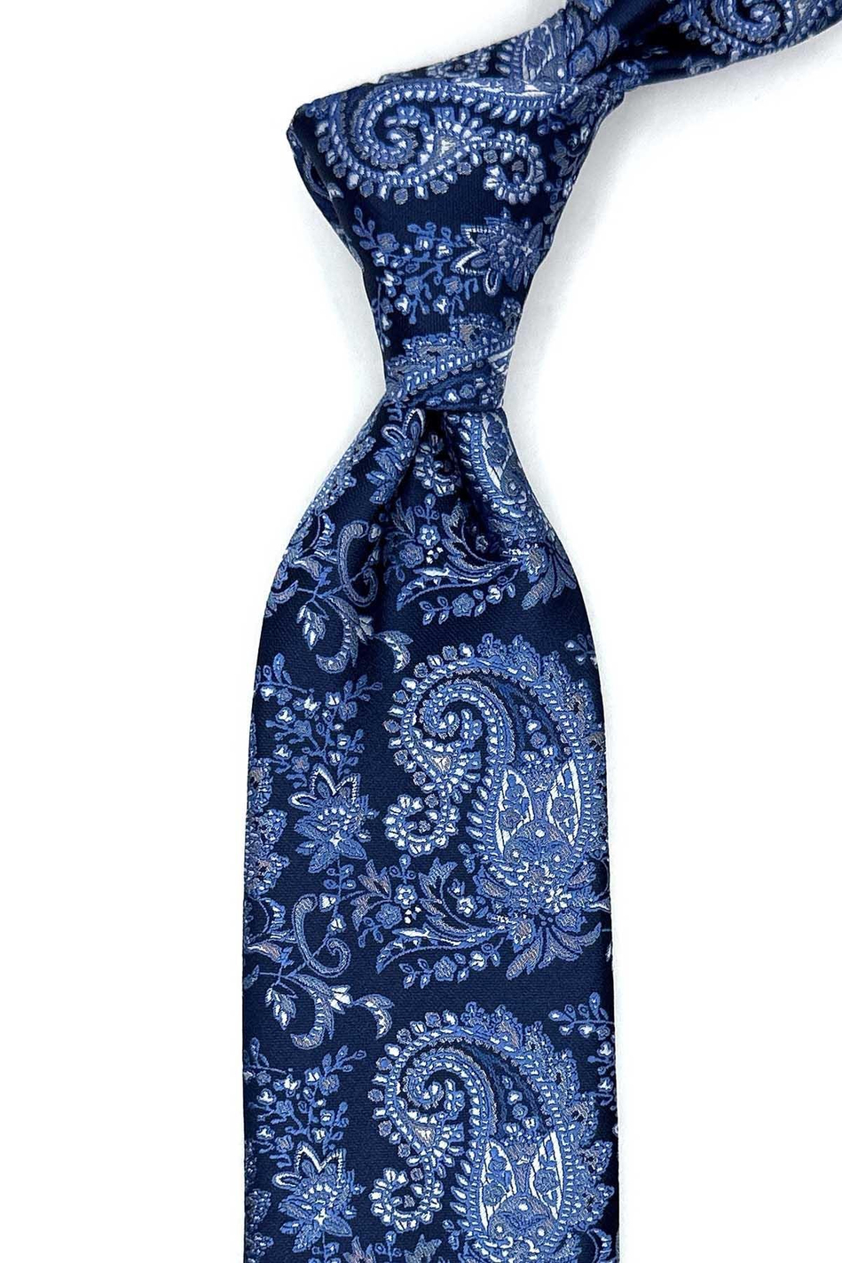 Lacivert Şal Desen Mendilli Klasik Kravat KK13129
