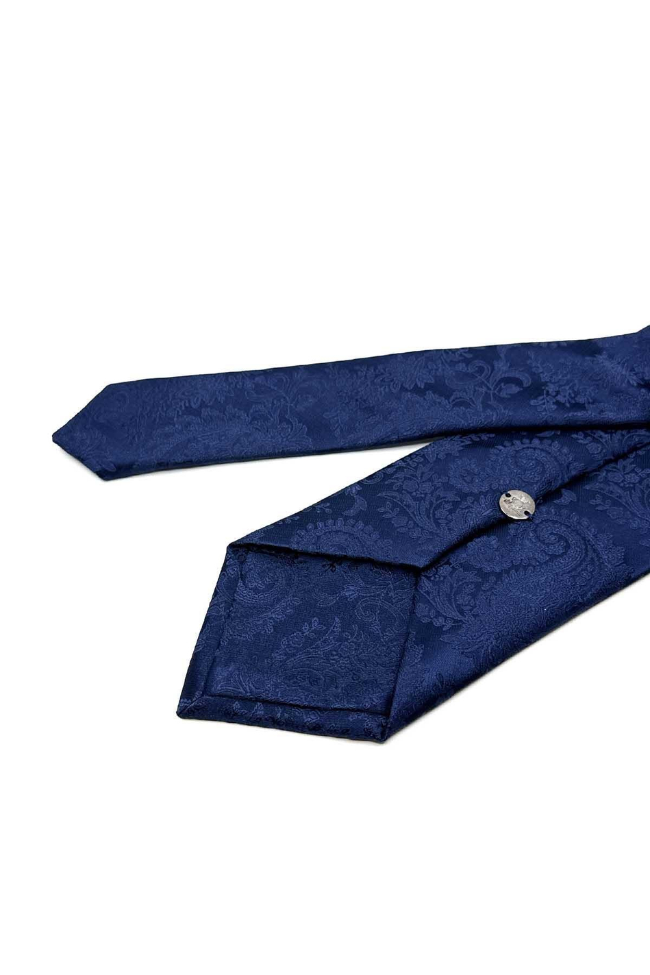 Lacivert Şal Desen Mendilli Klasik Kravat KK13123