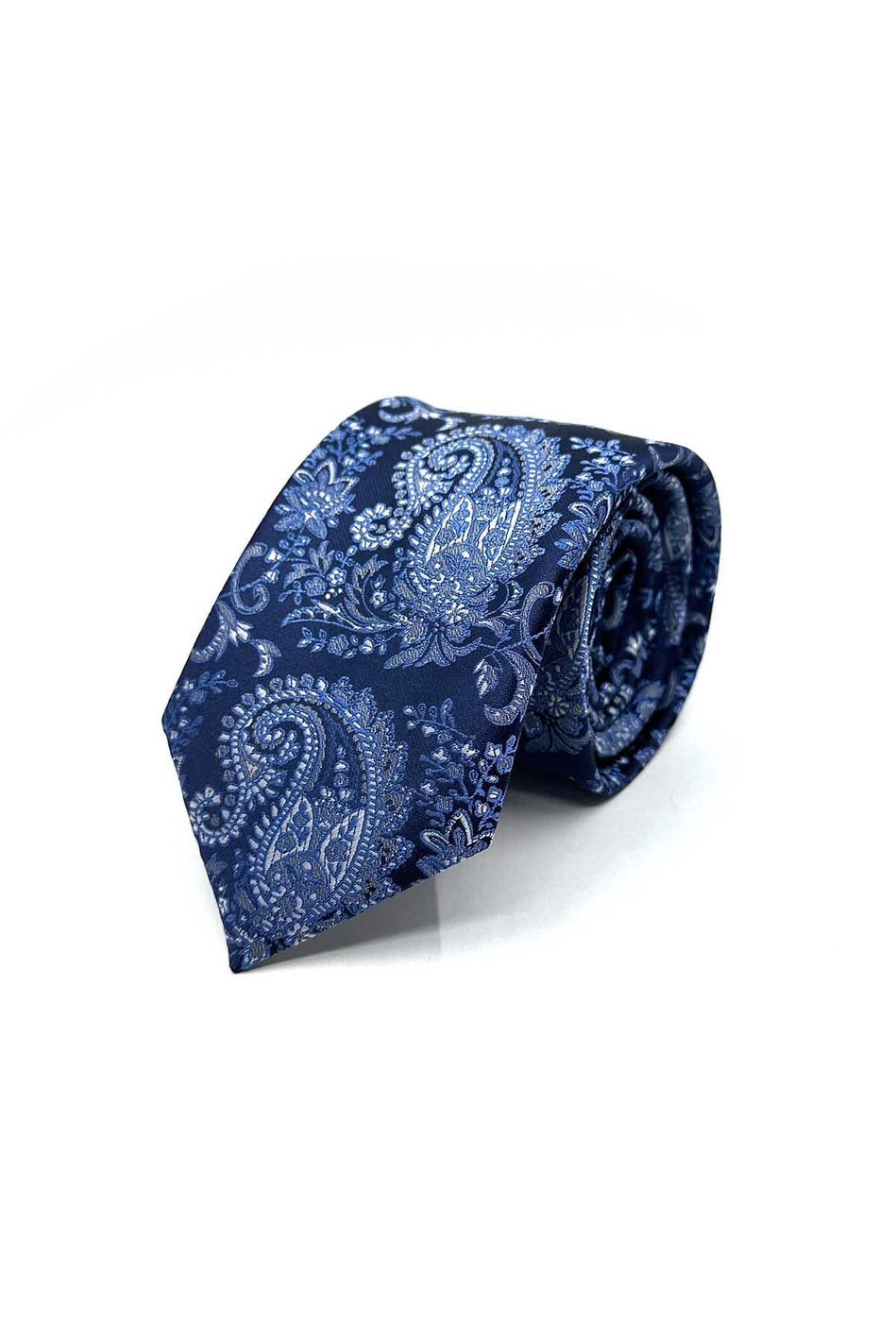 Lacivert Şal Desen Mendilli Klasik Kravat KK13129