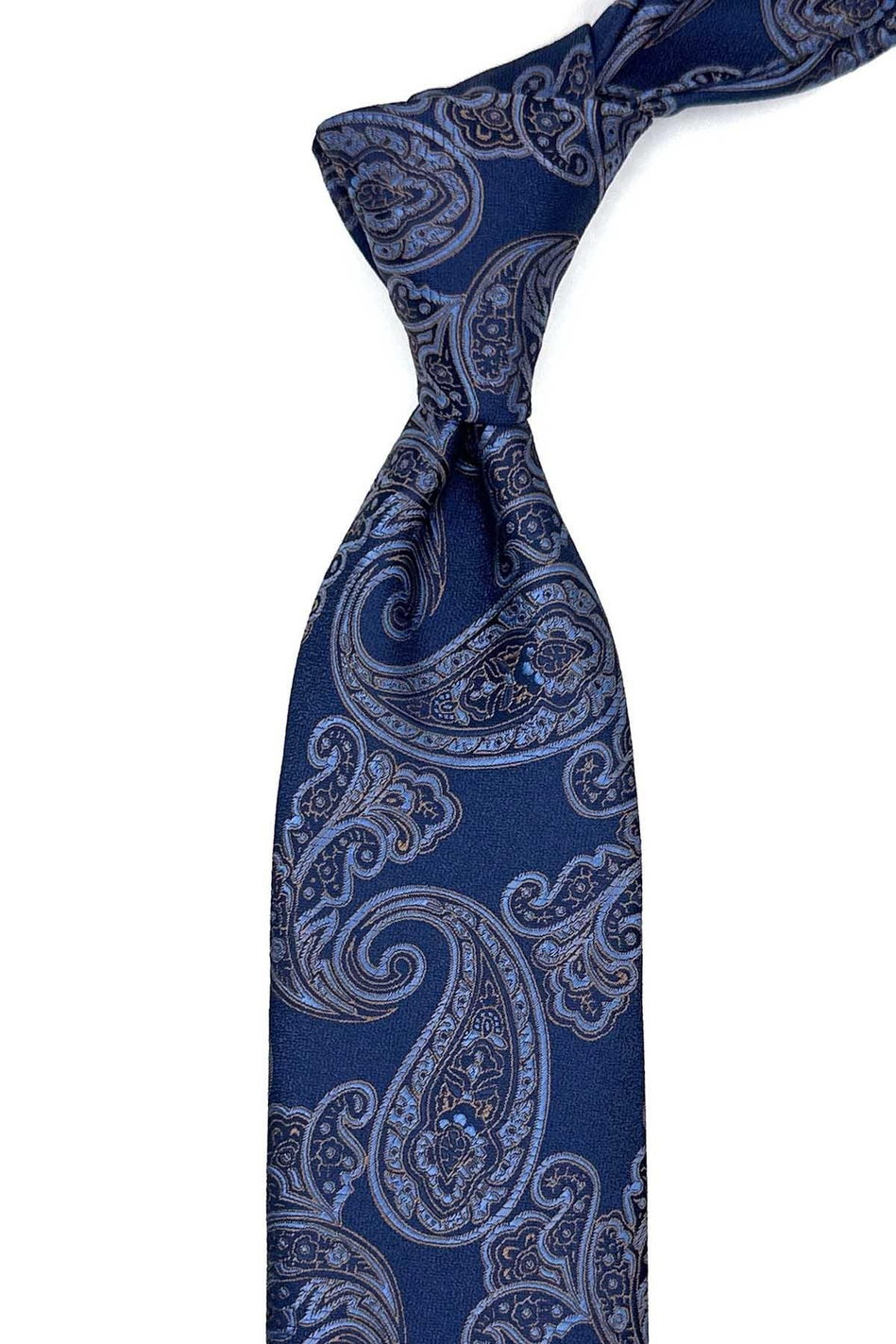 Lacivert Şal Desen Mendilli Klasik Kravat KK13049