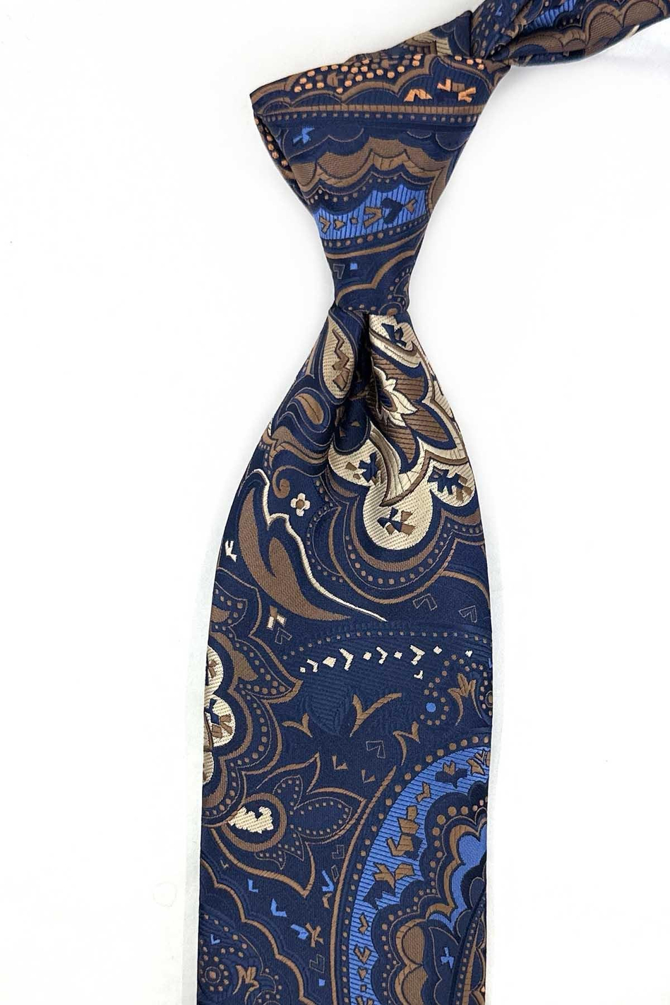 Lacivert Şal Desen Mendilli Klasik Kravat KK13315