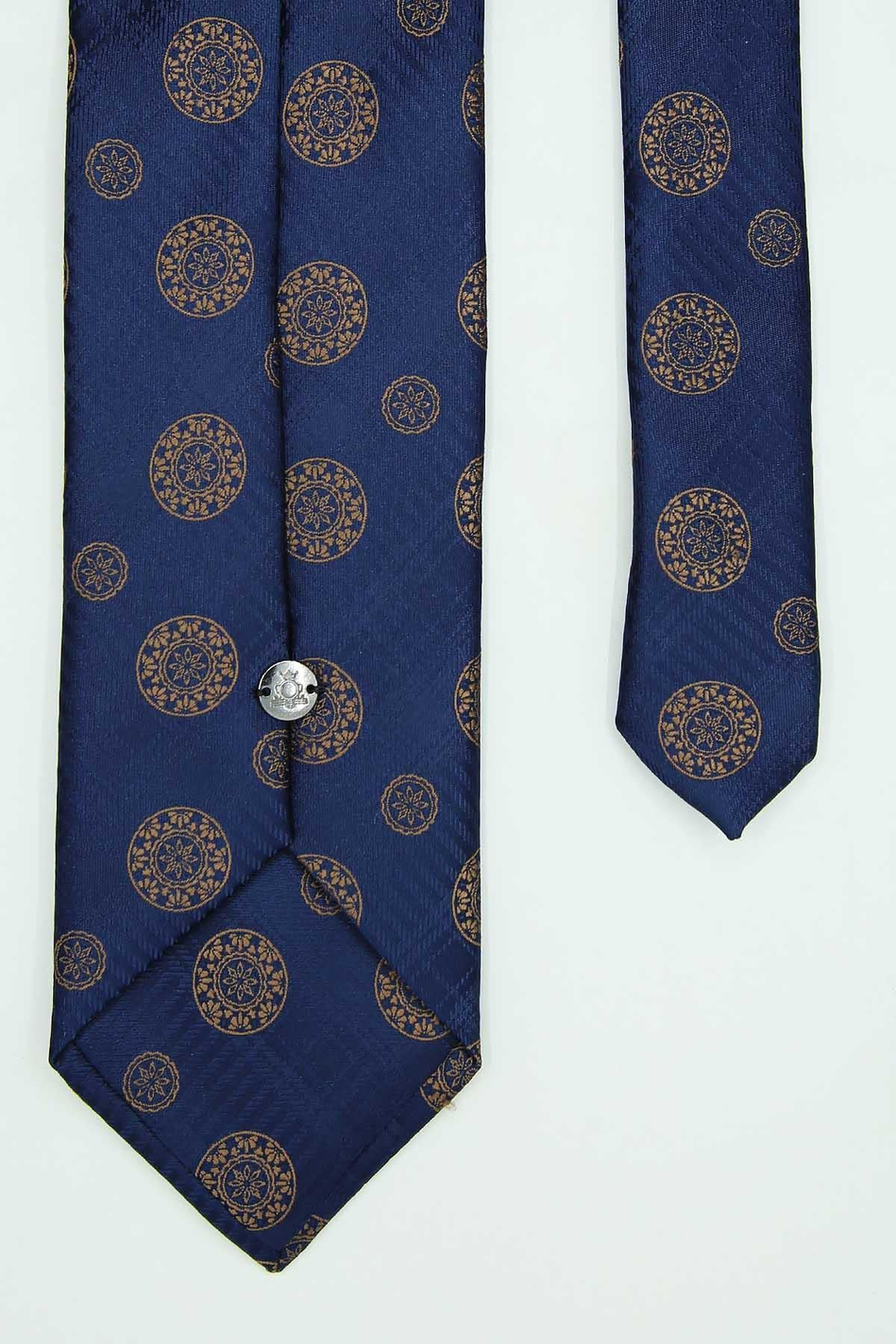 Lacivert - Sarı Motif Kravat