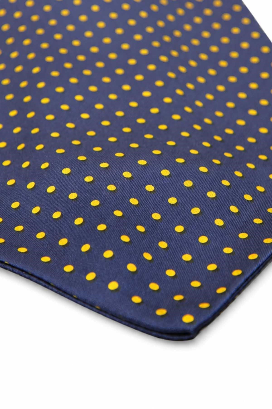 Lacivert Sarı Puantiye Desen Ascot Kravat K677