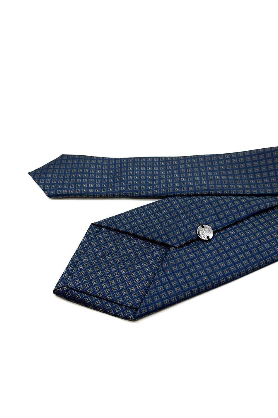 Lacivert - Yeşil Küçük Desen Mendilli Klasik Kravat KK12385