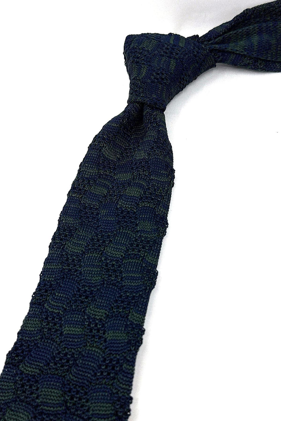 Lacivert - Yeşil Motif Desen Örgü Kravat ÖR8356