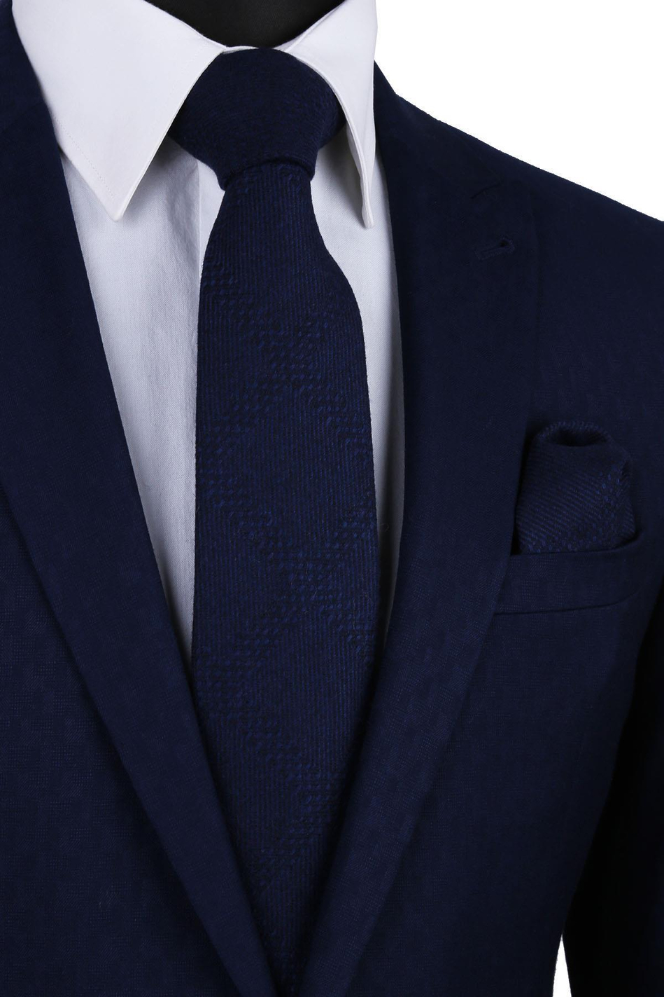 Lacivert Yün Mendilli Klasik Kravat KK5085