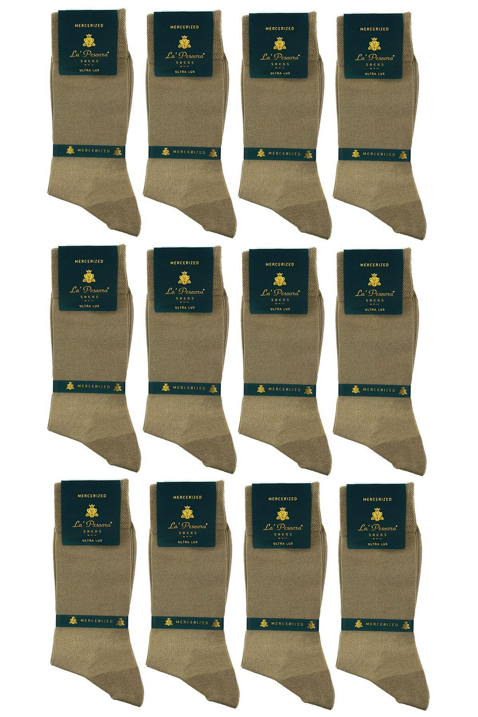 La'Pescara Ultra Lüks 12'li Bej Merserize Erkek Klasik Çorap Set CRP20