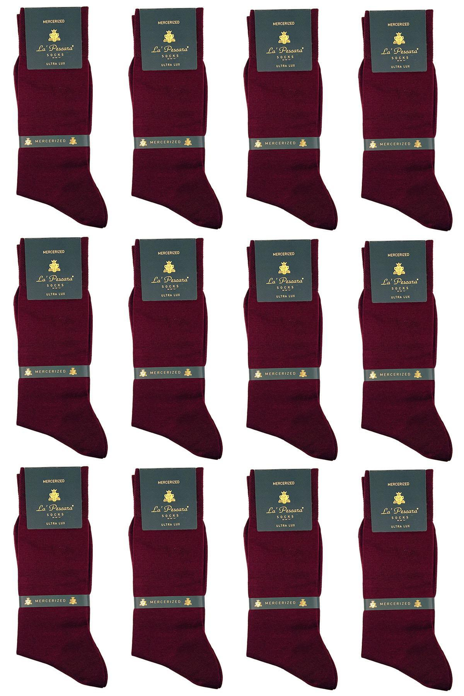 La'Pescara Ultra Lüks 12'li Bordo Merserize Erkek Klasik Çorap Set CRP
