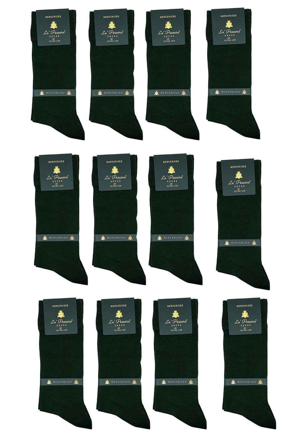 La'Pescara Ultra Lüks 12'li Haki Merserize Erkek Çorap CRP297