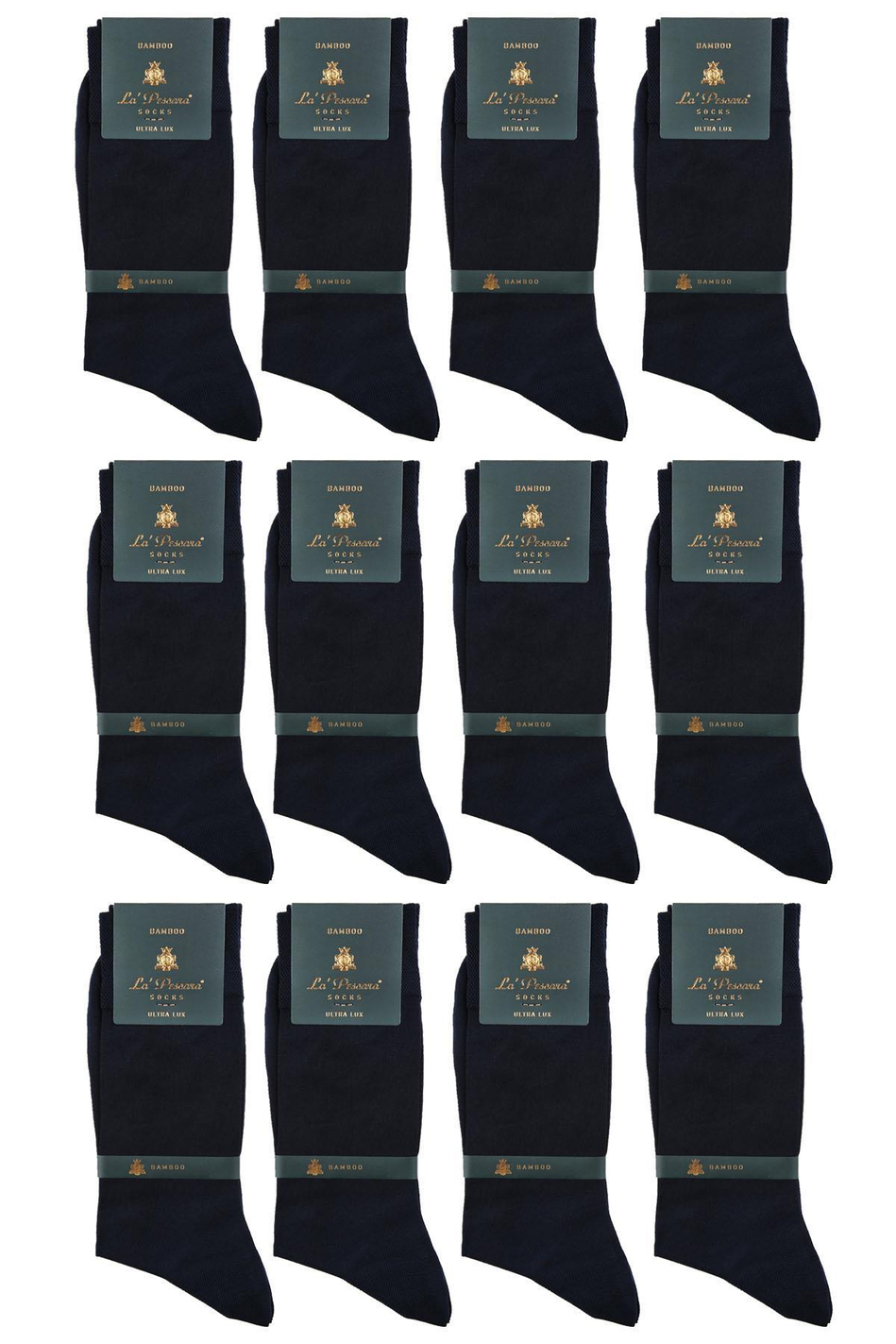 La'Pescara Ultra Lüks 12'li Lacivert Bambu Klasik Erkek Çorap Set CRP1