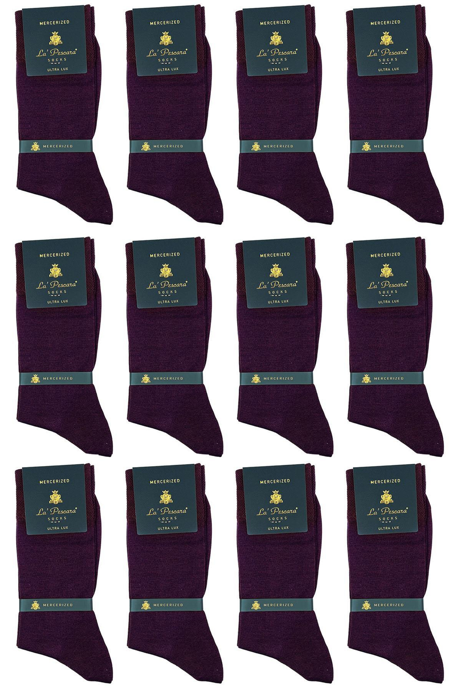 La'Pescara Ultra Lüks 12'li Mor Merserize Erkek Klasik Çorap Set  CRP2