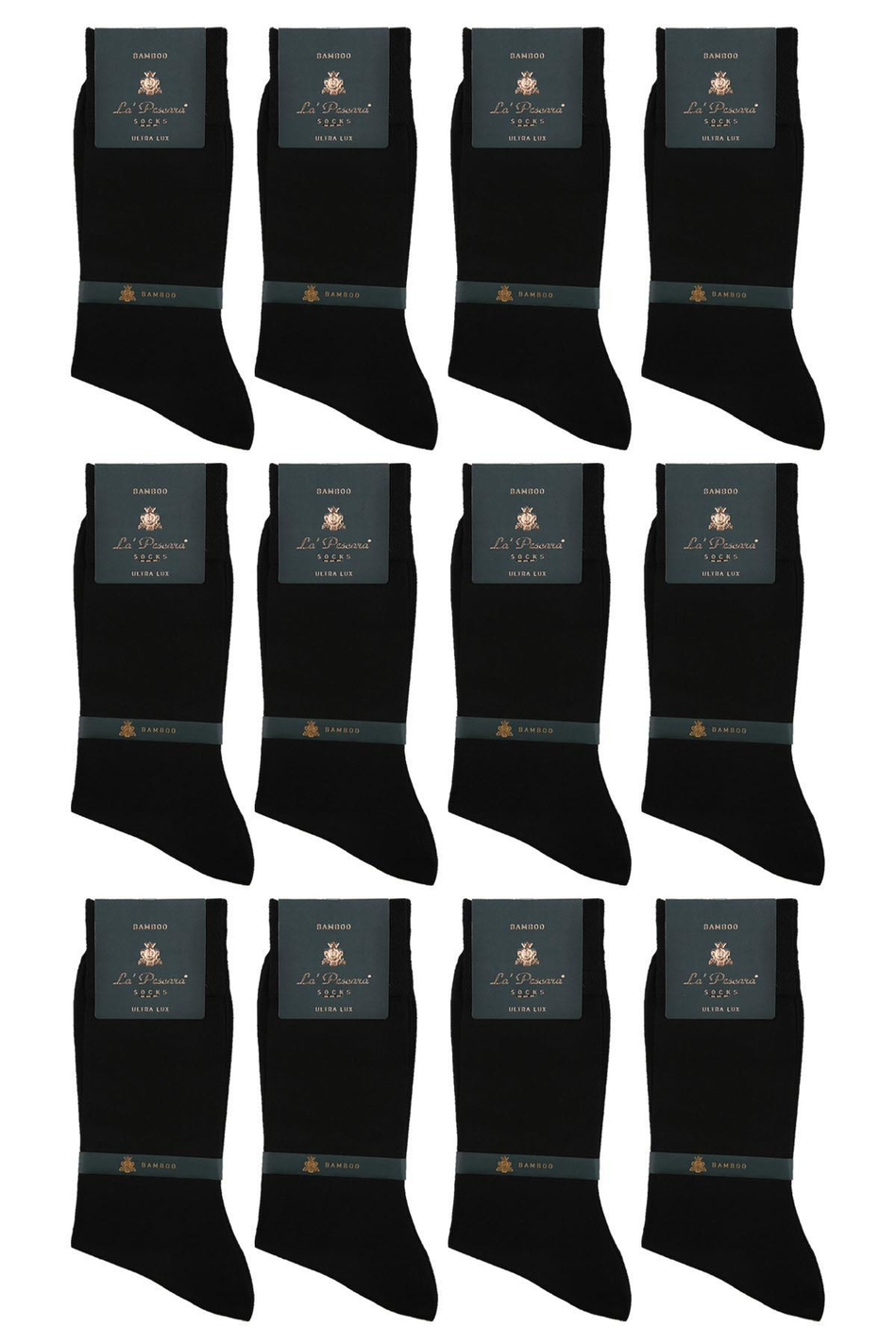 La'Pescara Ultra Lüks 12'li Siyah Bambu Klasik Erkek Çorap Set CRP188