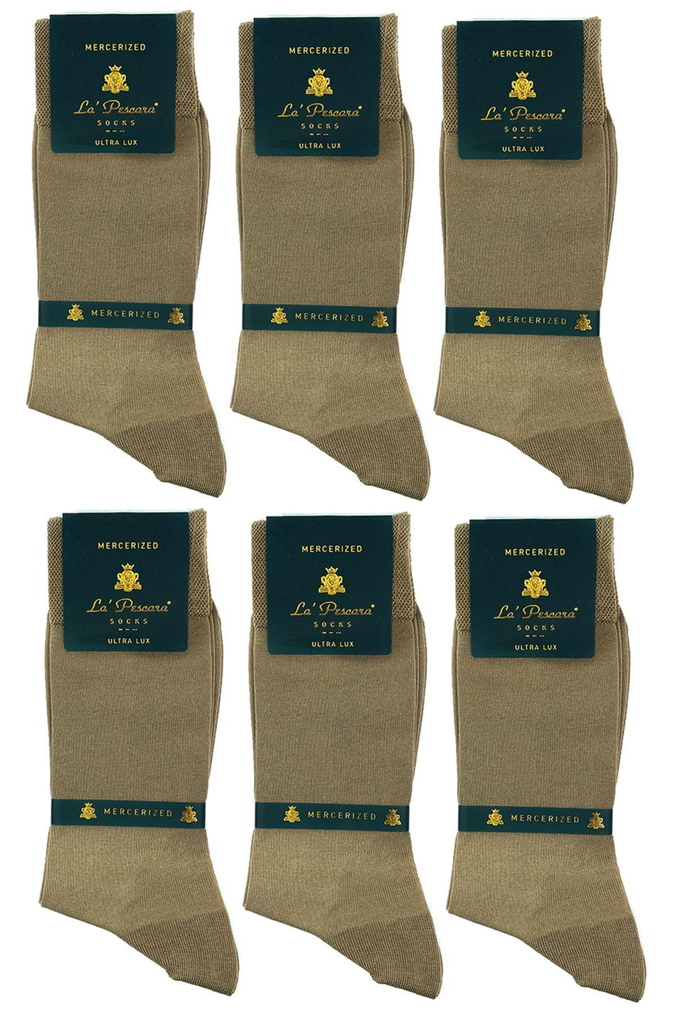 La'Pescara Ultra Lüks 6'lı Bej Merserize Erkek Klasik Çorap Set CRP191