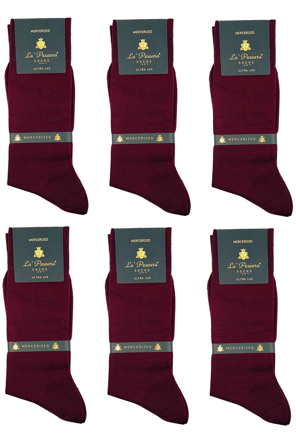 La'Pescara Ultra Lüks 6'lı Bordo Merserize Erkek Klasik Çorap Set CRP1