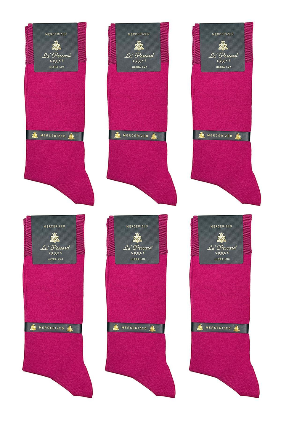 La'Pescara Ultra Lüks 6'lı Fuşya Merserize Erkek Çorap CRP228