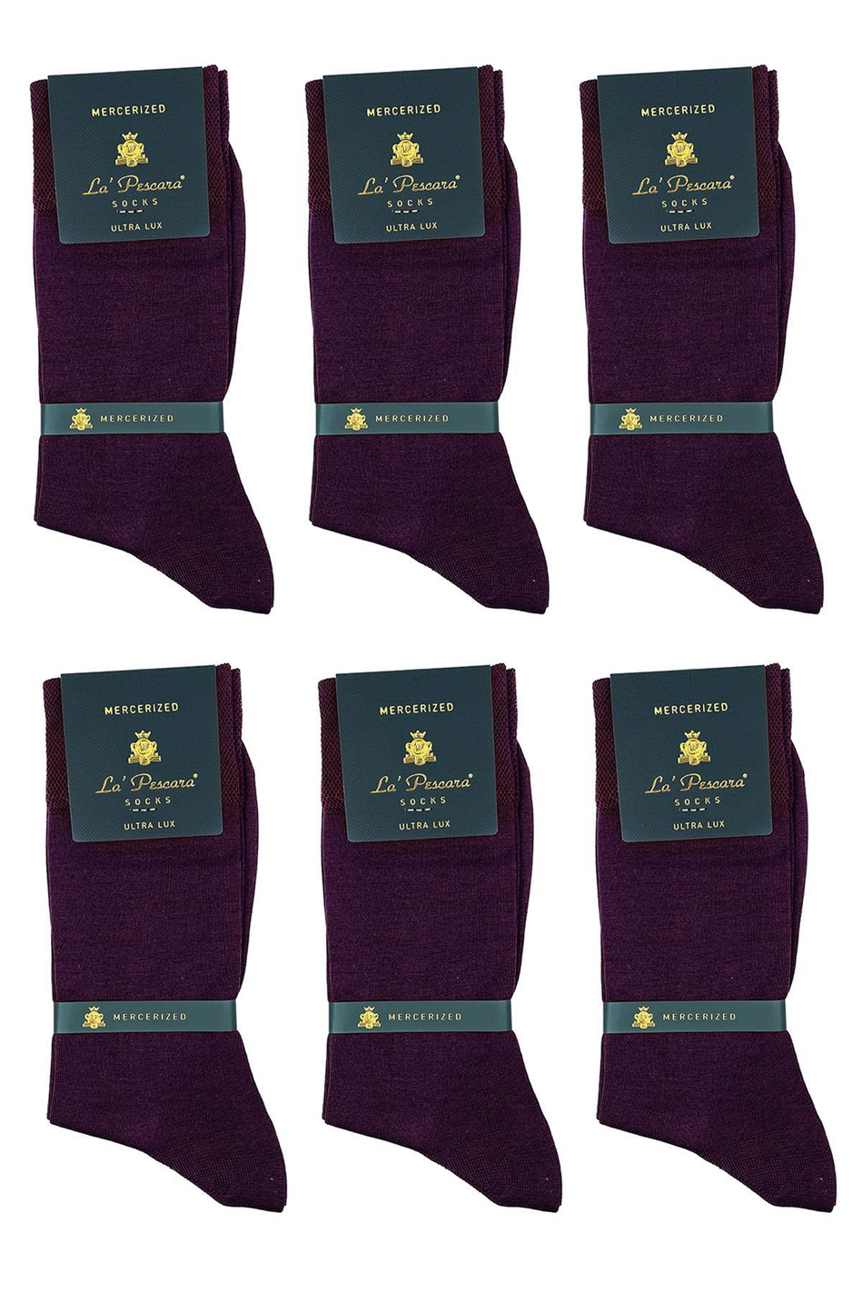 La'Pescara Ultra Lüks 6'lı Mor Merserize Erkek Klasik Çorap Set CRP200
