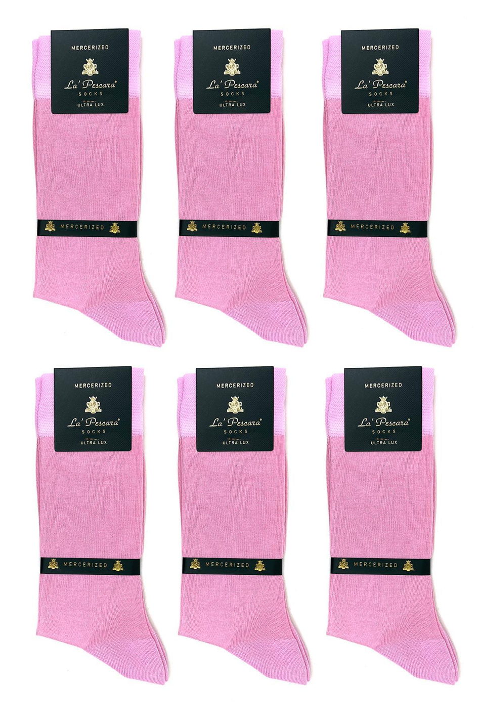 La'Pescara Ultra Lüks 6'lı Pembe Merserize Erkek Çorap CRP223