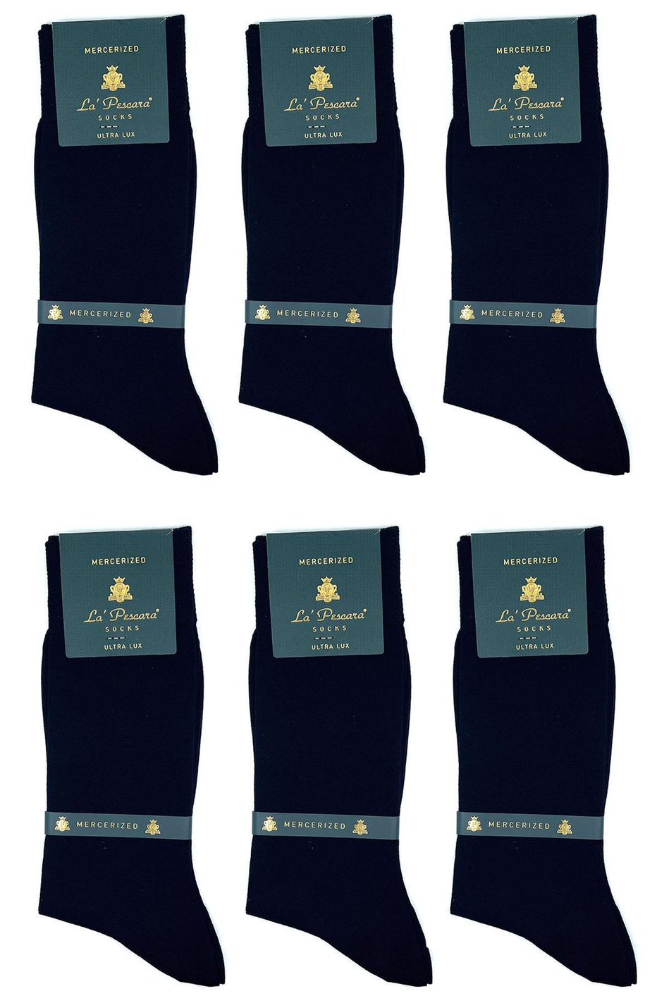 La'Pescara Ultra Lüks 6'lı Siyah Merserize Erkek Klasik Çorap Set CRP2