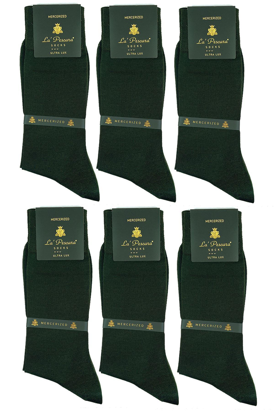 La'Pescara Ultra Lüks 6'lı Yeşil Merserize Erkek Klasik Çorap Set CRP2