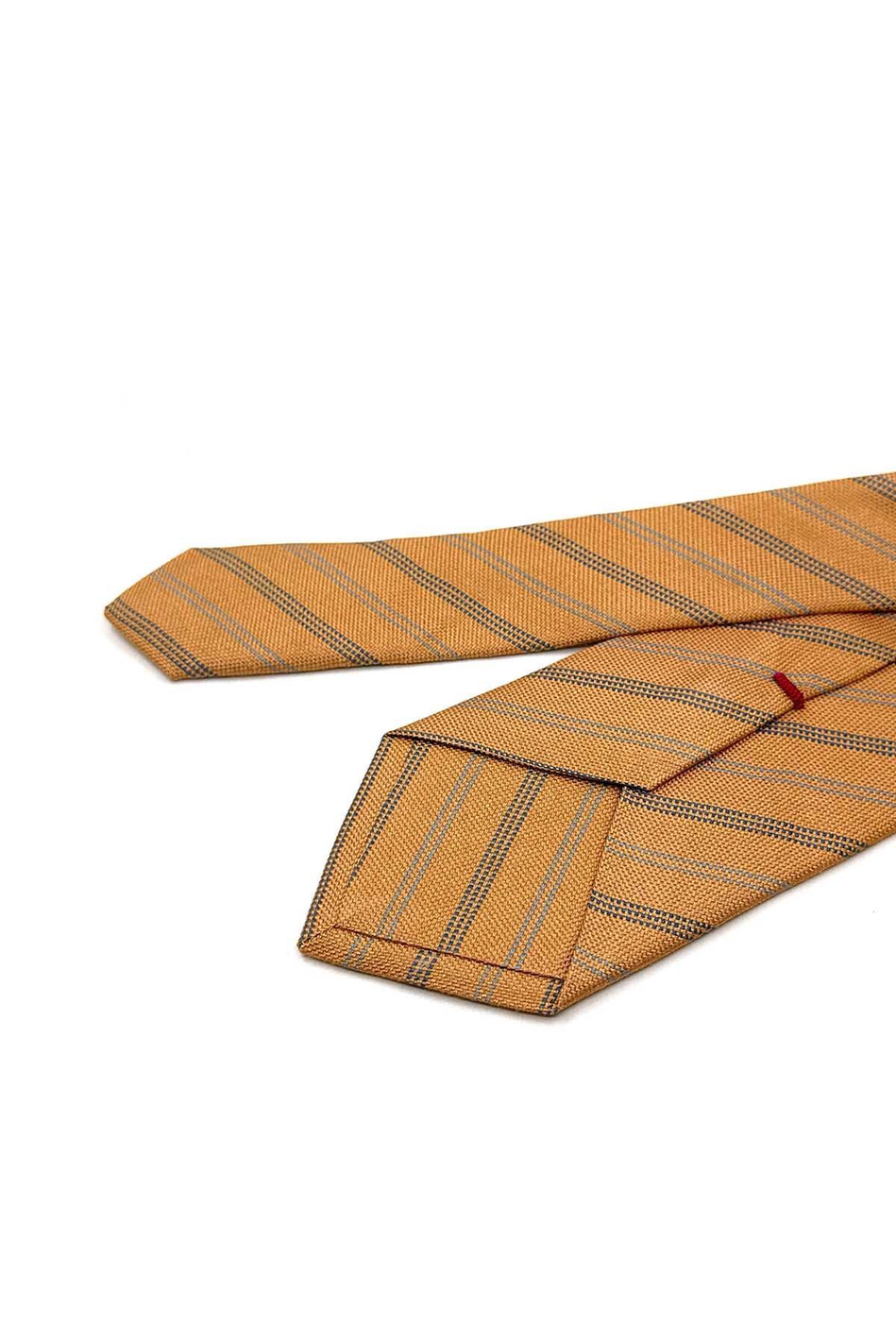 Lazzaro Style Sarı Çizgi Desen İtalyan İpek Kravat İK1762
