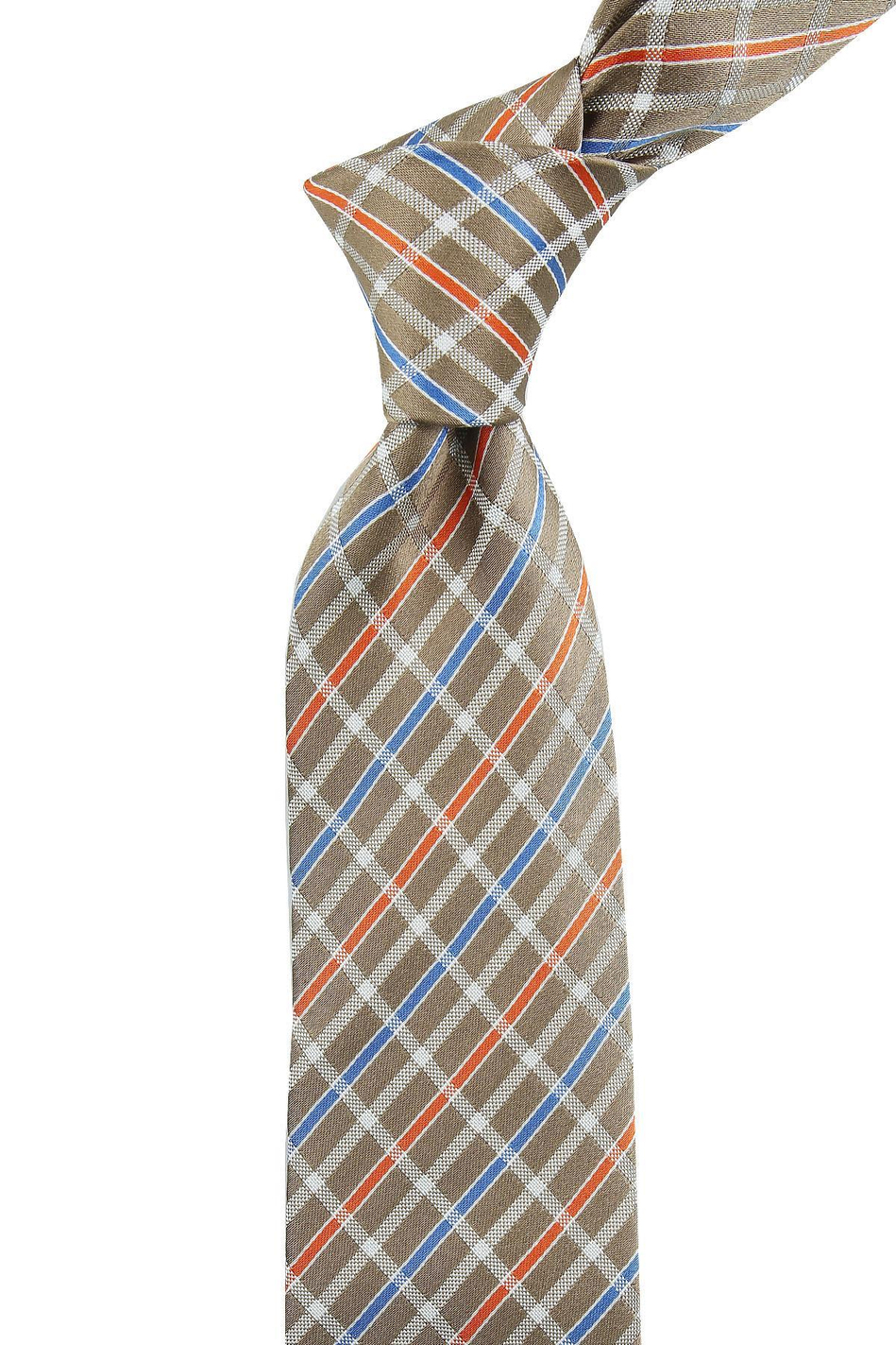 Lecco Style Bej Ekose Desen İtalyan İpek Kravat İK672