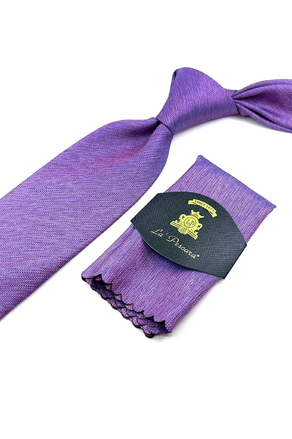 Lila Kum Desen Mendilli Klasik Kravat KK12349