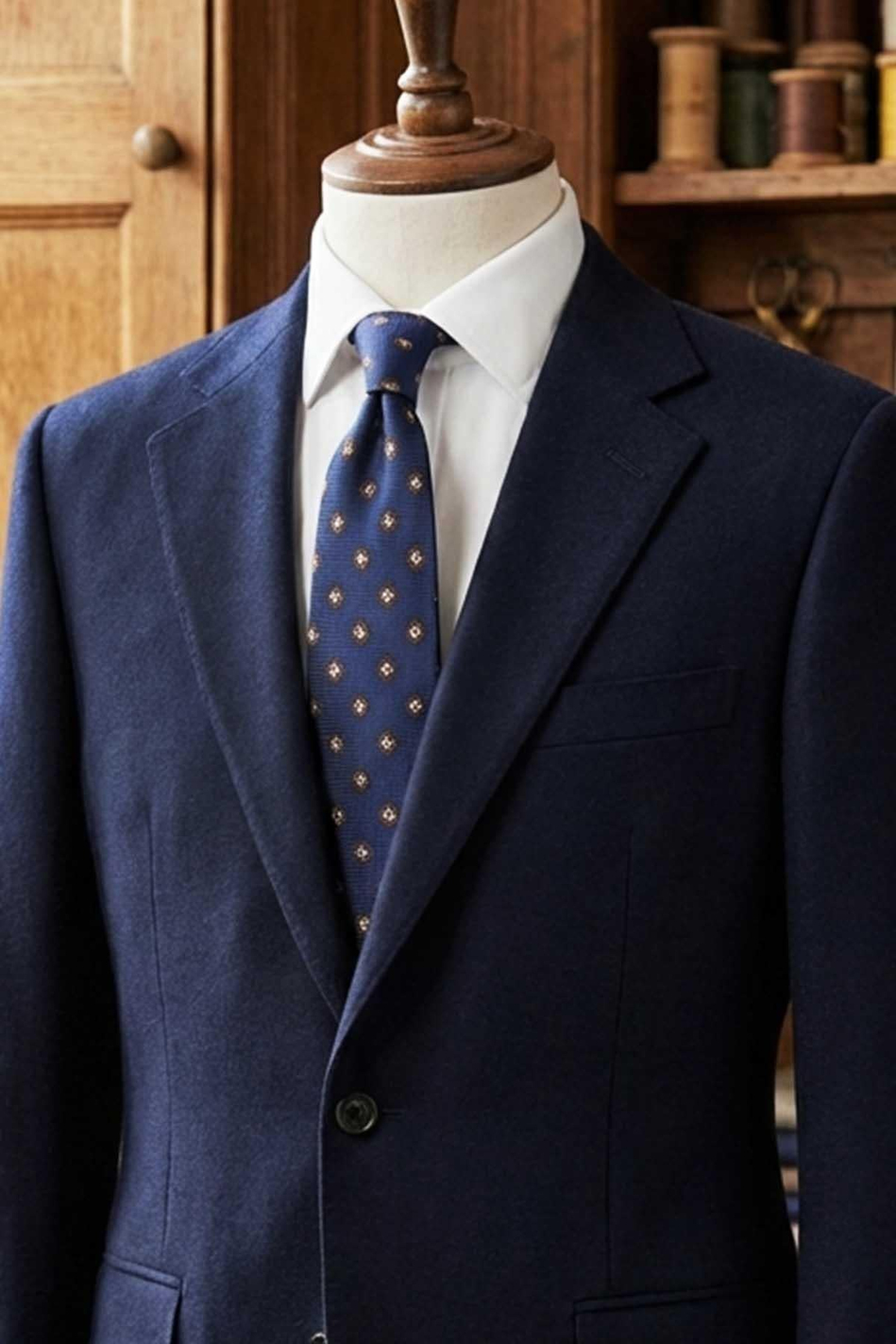 Malesco Style Lacivert Motif Desen İtalyan İpek Kravat İK2246