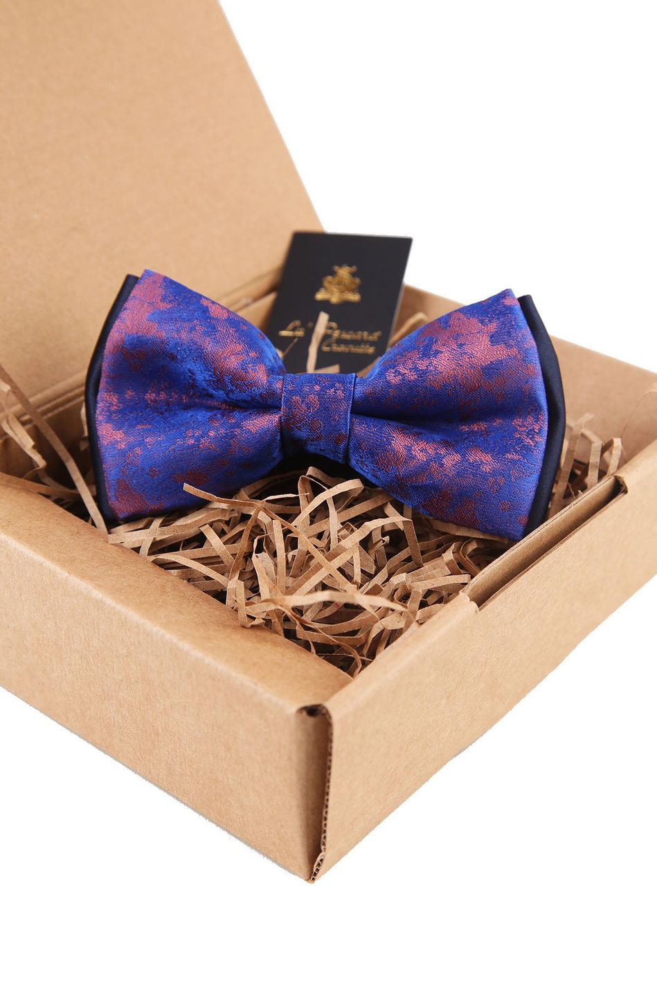 Mavi - Bakır Kendinden Desen Papyon P1425