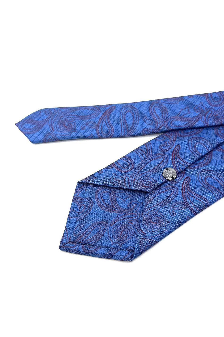 Mavi - Bordo Şal Desen Mendilli Klasik Kravat KK11801
