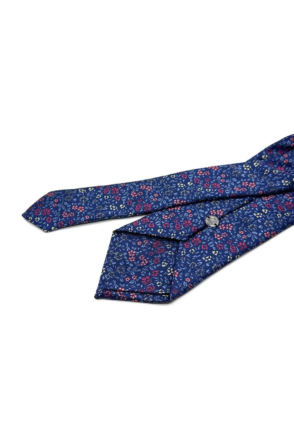 Mavi Çiçek Desen Mendilli Klasik Kravat KK13154