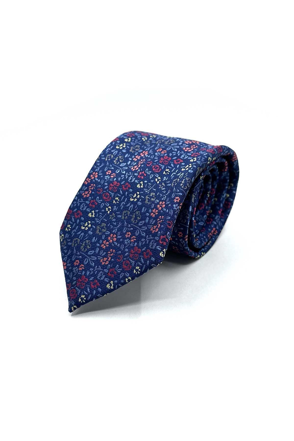 Mavi Çiçek Desen Mendilli Klasik Kravat KK13154