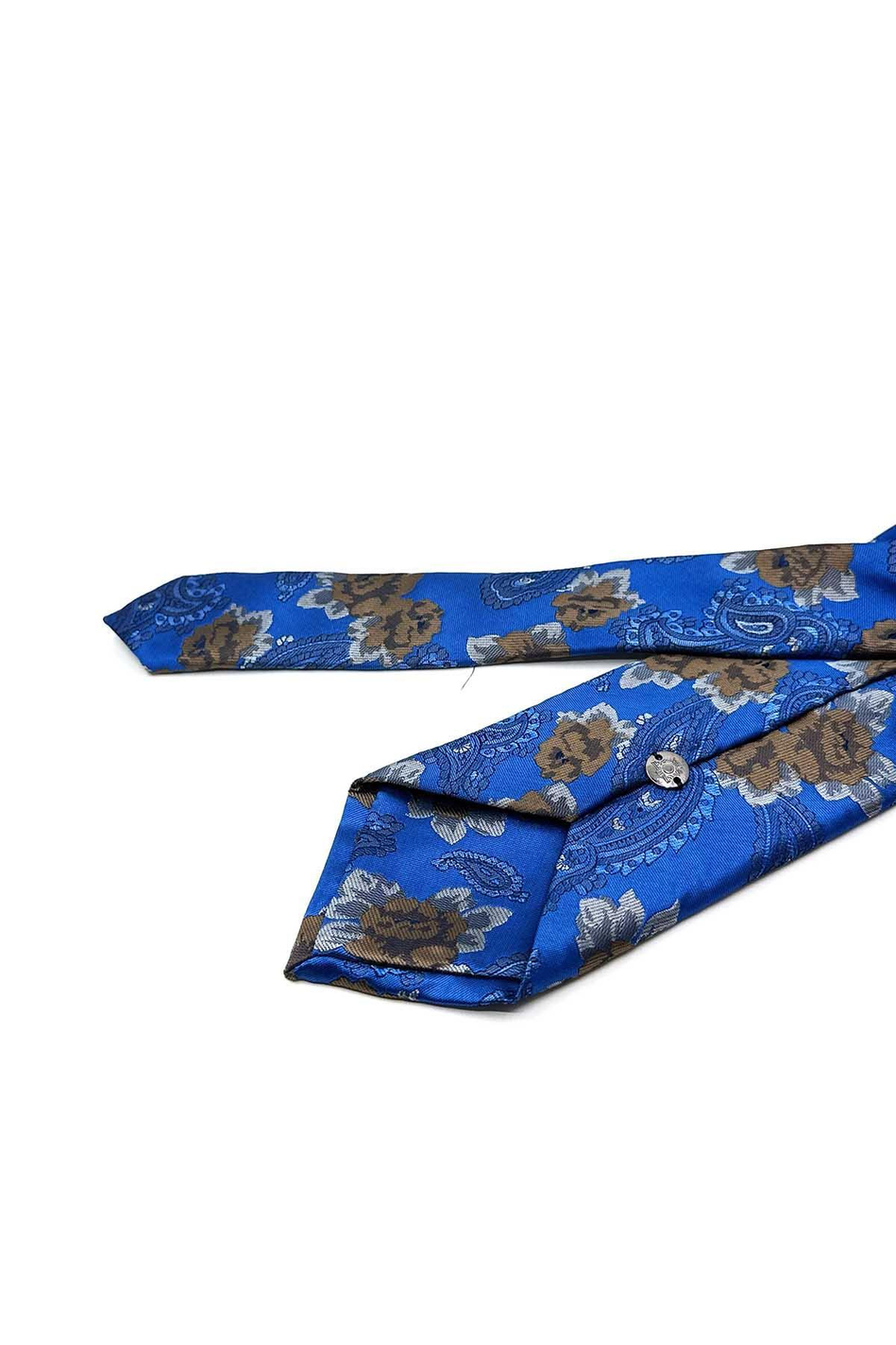 Mavi Çiçek Desen Mendilli Klasik Kravat KK13143