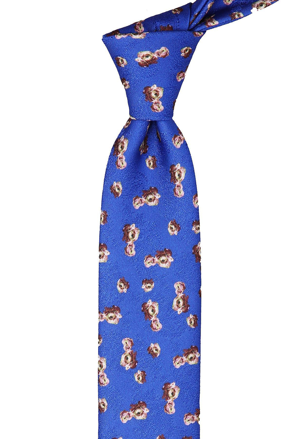 Mavi Çiçek Desenli Slim Kravat 5891