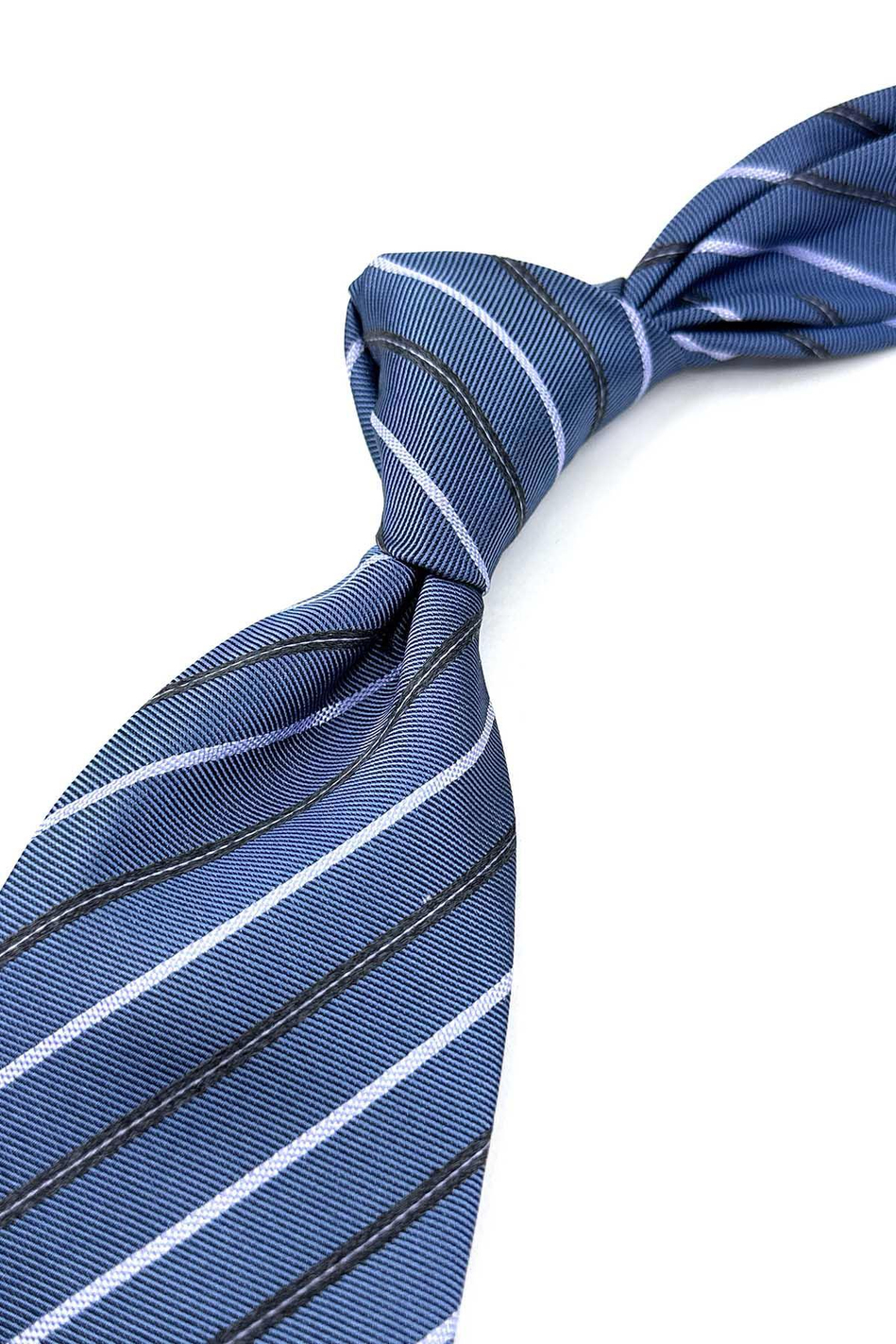 Mavi Çizgi Desen İtalyan İpek Kravat İK1638