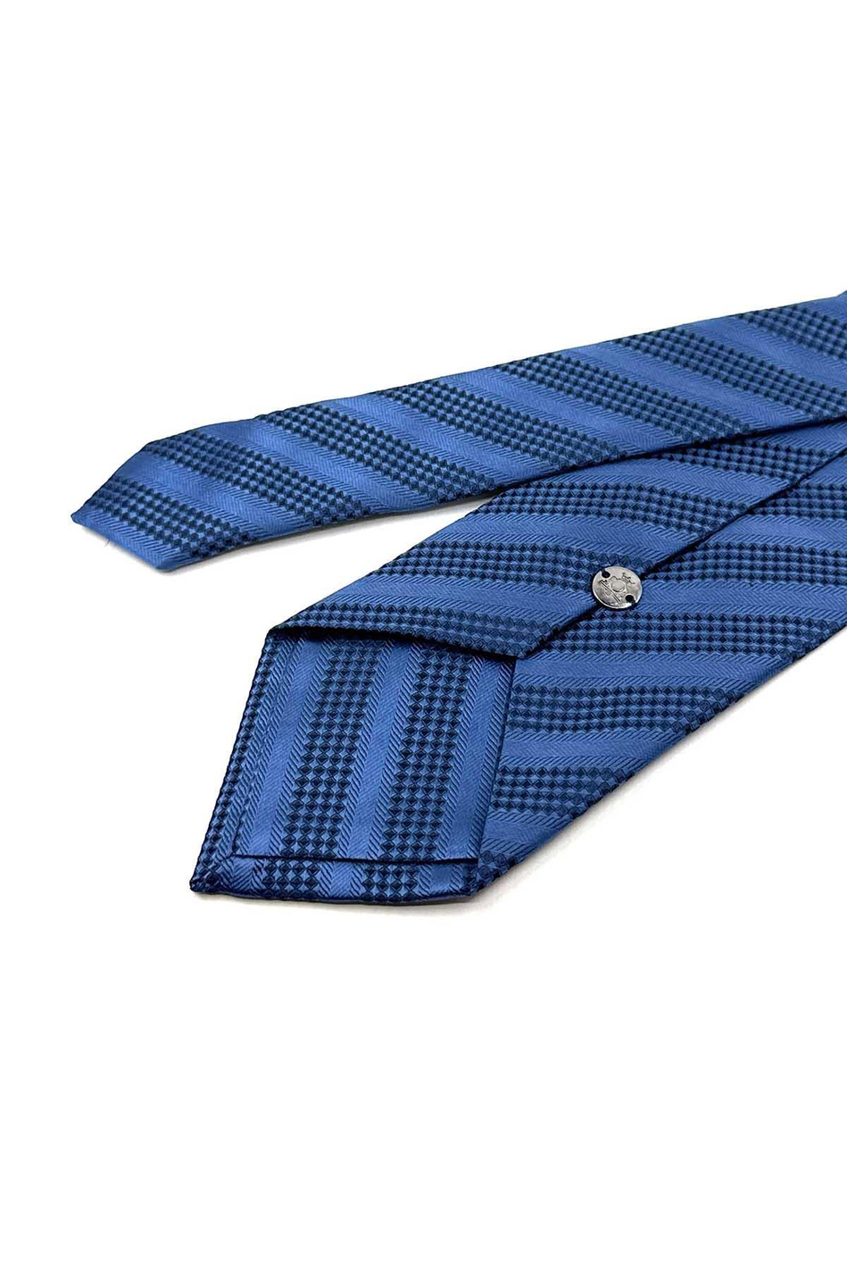 Mavi Çizgi Desen Mendilli Klasik Kravat KK12313